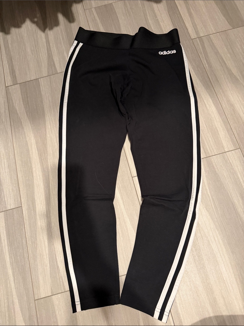 adidas Black Leggings with White Double Side Stripes